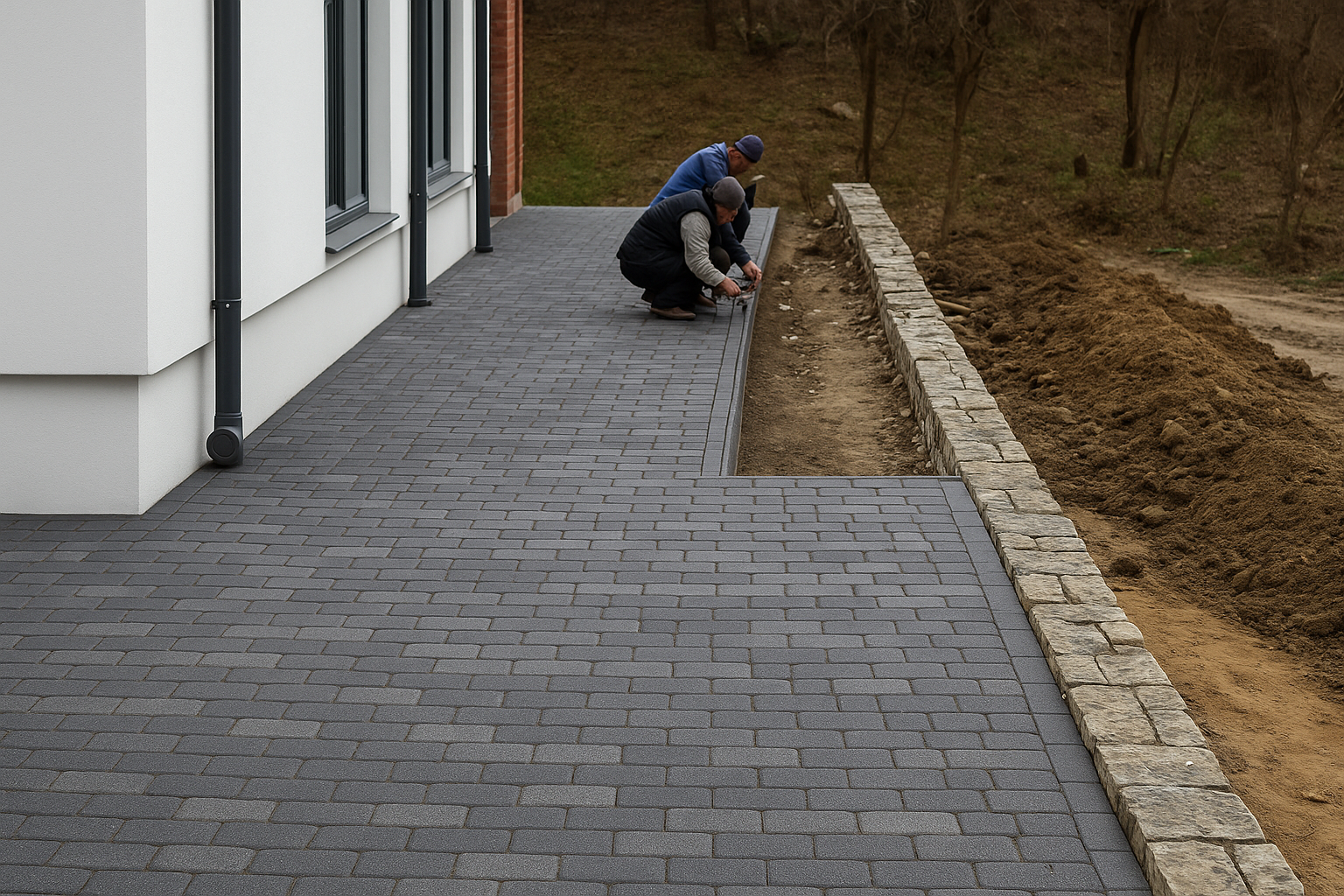 Укладання тротуарної плитки Бруківка (Цегла) сіра