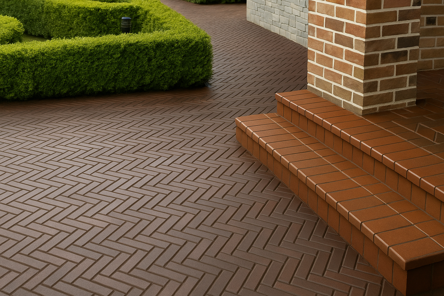 Укладання тротуарної плитки Бруківка (Цегла) коричнева
